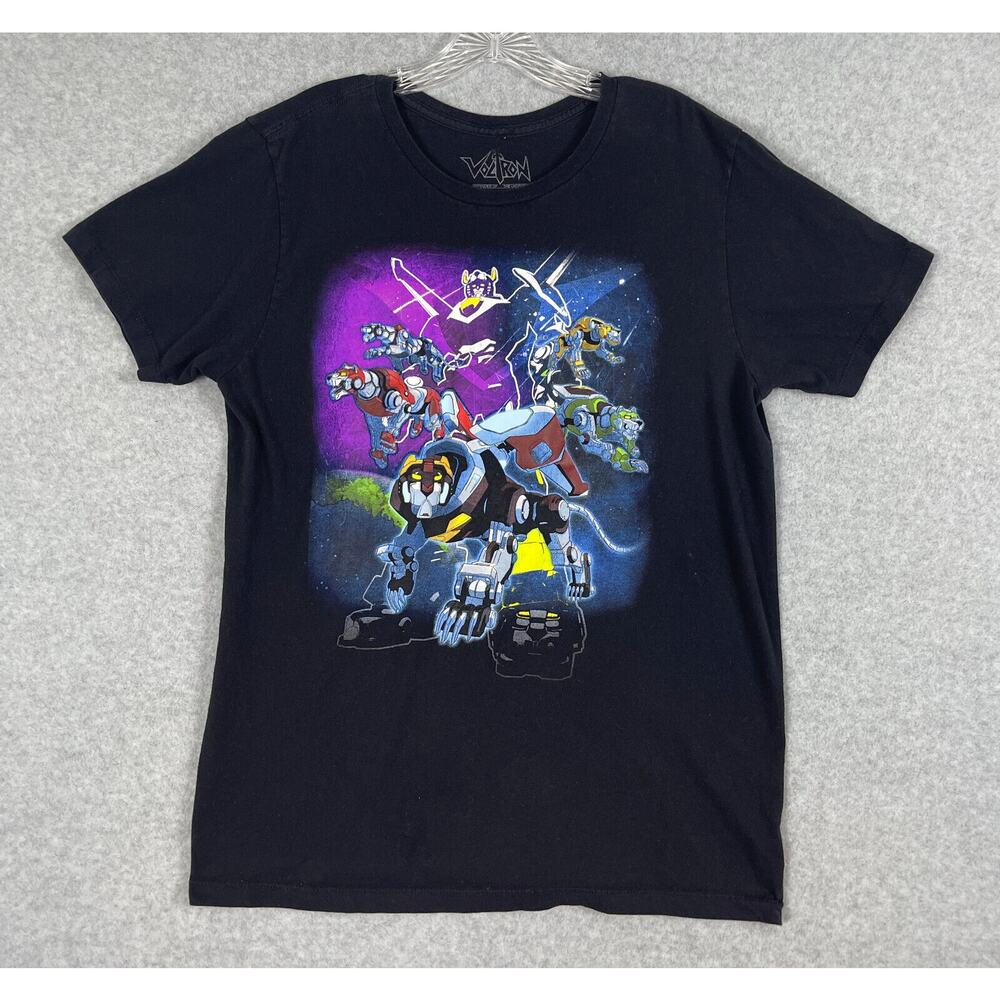 Voltron Defender of the Universe T Shirt Size L Black‎ Vintage Style